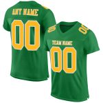 Custom grass green, gold and white mesh football jersey
