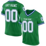 Grass Green White-Royal Authentic Throwback Football Jersey - Custom Design Custom Grass Green White-Royal Mesh Authentic