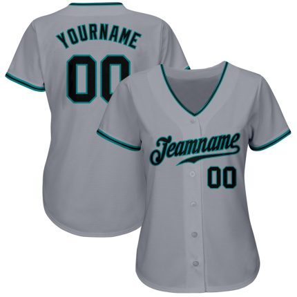 Custom Gray and Black Aqua Authentic Baseball Jersey for Men Custom Gray Black-Aqua Authentic Baseball Jersey