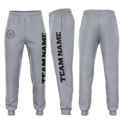 Custom Gray Black Jogger Sweatpants for Men - Soft Fleece Athletic Pants Custom Gray Black Fleece Jogger Sweatpants