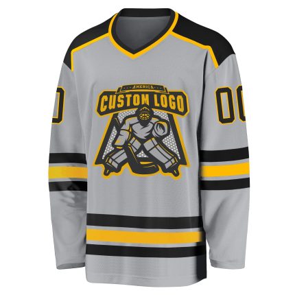 Custom Gray Black and Gold Hockey Jersey for Men and Women - Personalized Sports Apparel Custom Gray Black-Gold Hockey Jersey