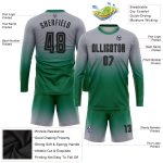 Custom Soccer Uniform Jersey - Gray Black Kelly Green Sublimation Long Sleeve Fade Fashion Custom Gray Black-Kelly Green