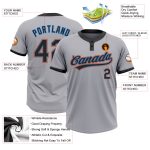 Custom Unisex Softball Jersey Gray Black Powder Blue Orange Two-Button Design Custom Gray Black Powder Blue-Orange Two-Button