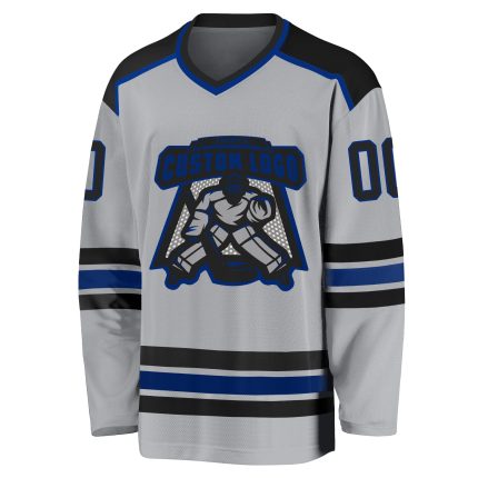 Gray Black-Royal Custom Hockey Jersey Personalized Sportswear for Fans Custom Gray Black-Royal Hockey Jersey