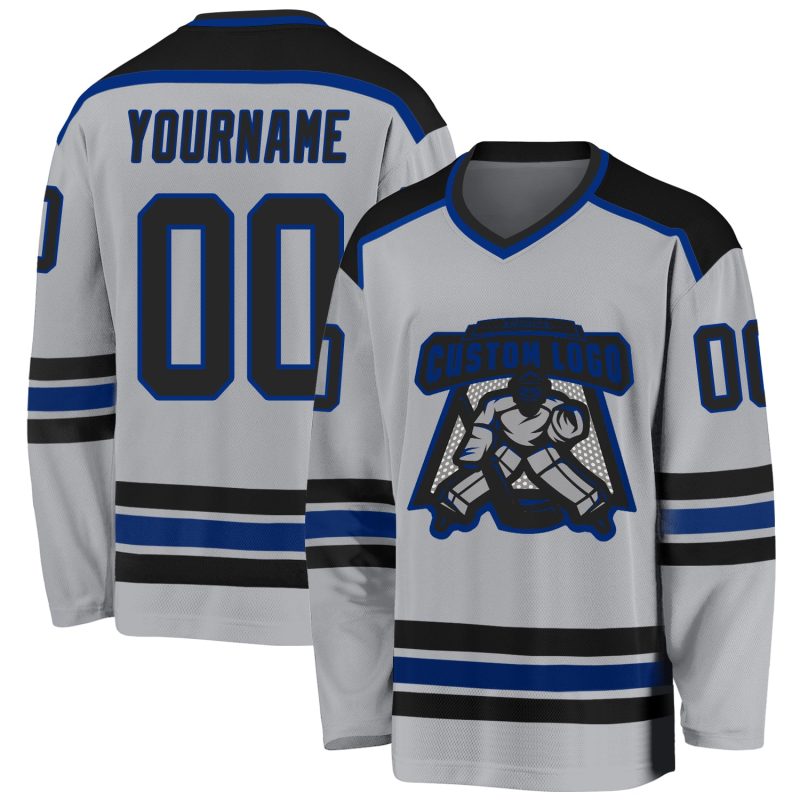 Gray Black-Royal Custom Hockey Jersey Personalized Sportswear for Fans Custom Gray Black-Royal Hockey Jersey