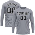 Custom Long Sleeve Performance T-Shirt in Gray and Black-White for Men and Women Custom Gray Black-White Long Sleeve Performance