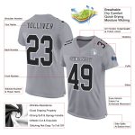 Custom Authentic Football Jersey - Gray Black and White Mesh Design Custom Gray Black-White Mesh Authentic Football Jersey