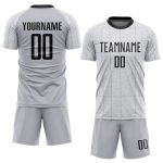 Custom Sublimation Soccer Jersey Gray White Black Style 6252 Custom Gray Black-White Sublimation Soccer Uniform Jersey Style