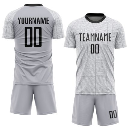 Custom Sublimation Soccer Jersey Gray White Black Style 6252 Custom Gray Black-White Sublimation Soccer Uniform Jersey Style