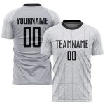 Custom Sublimation Soccer Jersey Gray White Black Style 6252 Custom Gray Black-White Sublimation Soccer Uniform Jersey Style