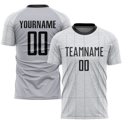 Custom Sublimation Soccer Jersey Gray White Black Style 6252 Custom Gray Black-White Sublimation Soccer Uniform Jersey Style