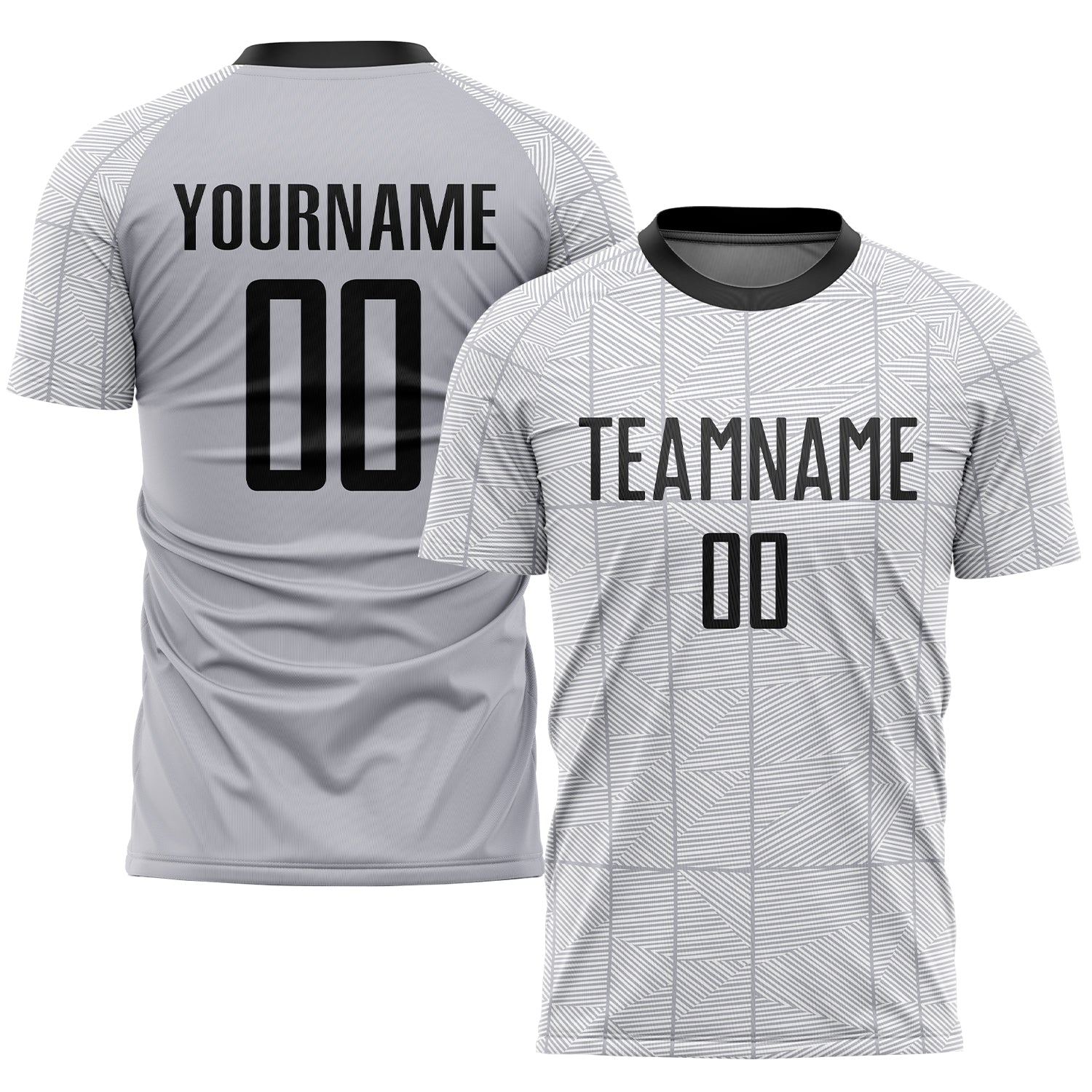 Custom Sublimation Soccer Jersey Gray White Black Style 6252 Custom Gray Black-White Sublimation Soccer Uniform Jersey Style