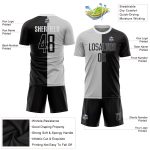 Custom Sublimation Soccer Jersey Black Gray Split Fashion Uniform Custom Gray Black-White Sublimation Split Fashion Soccer