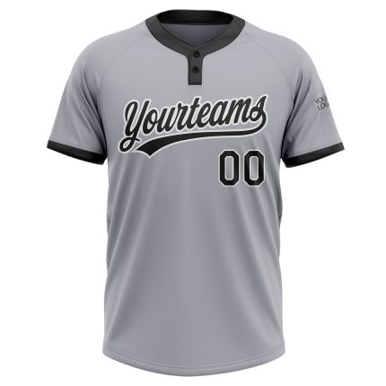 Custom Two-Button Unisex Softball Jersey in Gray Black and White - Stylish Athletic Wear Custom Gray Black-White Two-Button