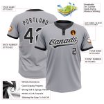 Custom Two-Button Unisex Softball Jersey in Gray Black and White - Stylish Athletic Wear Custom Gray Black-White Two-Button
