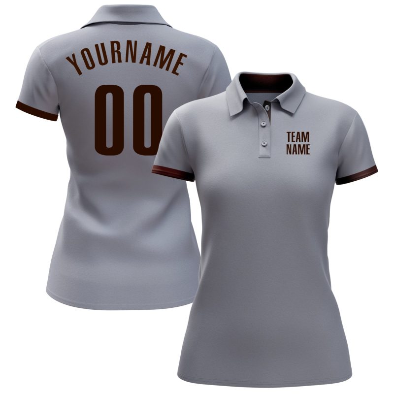 Custom Performance Golf Polo Shirt - Gray Brown Mens Golf Apparel Custom Gray Brown Performance Golf Polo Shirt