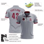 Custom Gray Crimson Performance Golf Polo Shirt for Men - Breathable Activewear Custom Gray Crimson Performance Golf Polo