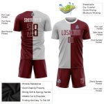 Custom Gray Crimson White Soccer Jersey Sublimation Split Fashion Uniform Custom Gray Crimson-White Sublimation Split Fashion