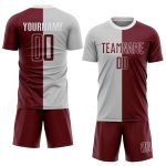 Custom Gray Crimson White Soccer Jersey Sublimation Split Fashion Uniform Custom Gray Crimson-White Sublimation Split Fashion