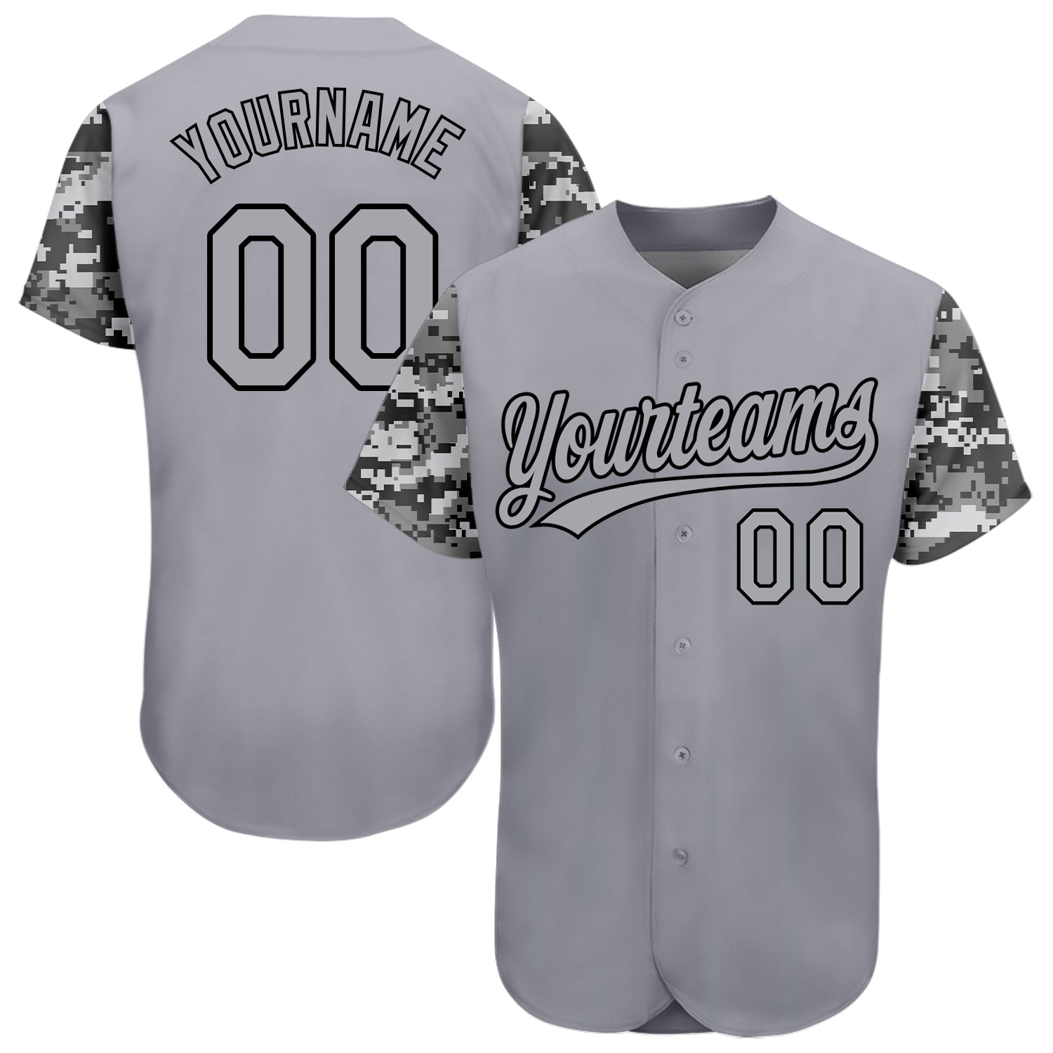 Custom Gray Gray Black-Camo 3D Pattern Design Authentic Baseball Jersey Custom Gray Black Camo 3D Pattern Authentic Baseball Jersey for Men Custom Gray Gray Black-Camo 3D Pattern Design Authentic