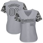 Custom Gray Black Camo 3D Pattern Authentic Baseball Jersey for Men Custom Gray Gray Black-Camo 3D Pattern Design Authentic