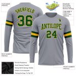 Gray Green-Gold Long Sleeve Performance T-Shirt for Men & Women - Custom Design Custom Gray Green-Gold Long Sleeve Performance