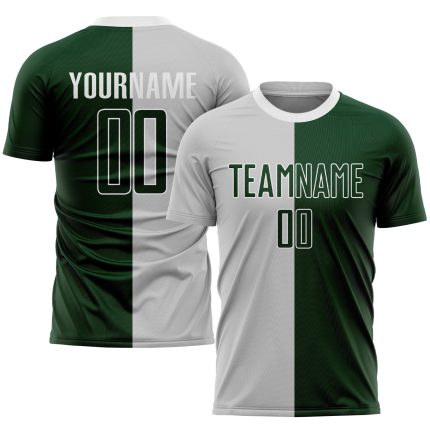 Custom Gray Green and White Soccer Jersey - Fashion Sublimation Split Uniform Custom Gray Green-White Sublimation Split Fashion