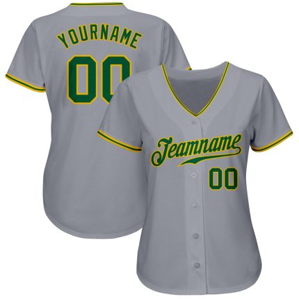 Custom Baseball Jersey in Gray, Kelly Green & Gold - Authentic Design Custom Gray Kelly Green-Gold Authentic Baseball Jersey