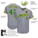 Custom Baseball Jersey in Gray, Kelly Green & Gold - Authentic Design Custom Gray Kelly Green-Gold Authentic Baseball Jersey