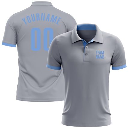Performance Golf Polo Shirt in Custom Gray Light Blue for Men Custom Gray Light Blue Performance Golf Polo Shirt
