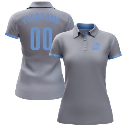 Performance Golf Polo Shirt in Custom Gray Light Blue for Men Custom Gray Light Blue Performance Golf Polo Shirt