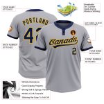 Custom Gray Navy Gold Softball Jersey Unisex Two-Button Design Custom Gray Navy-Gold Two-Button Unisex Softball Jersey