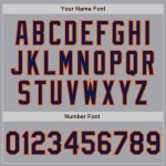 Custom Gray Navy Orange Varsity Letterman Bomber Jacket Full-Snap Design Custom Gray Navy-Orange Bomber Full-Snap Varsity