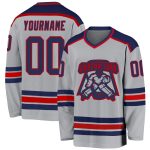 Custom Navy and Red Hockey Jersey - Personalized Gray Sports Apparel Custom Gray Navy-Red Hockey Jersey