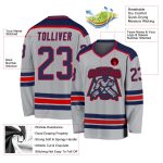 Custom Navy and Red Hockey Jersey - Personalized Gray Sports Apparel Custom Gray Navy-Red Hockey Jersey
