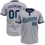 Custom Gray Navy Teal Two-Button Unisex Softball Jersey for Ultimate Comfort and Style Custom Gray Navy-Teal Two-Button Unisex