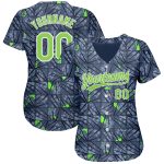 Custom 3D Pattern Baseball Jersey - Gray Neon Green-Black Design Custom Gray Neon Green-Black 3D Pattern Design Authentic