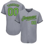 Custom Gray Neon Green Black Baseball Jersey - Authentic Design for Sports and Fans Custom Gray Neon Green-Black Authentic