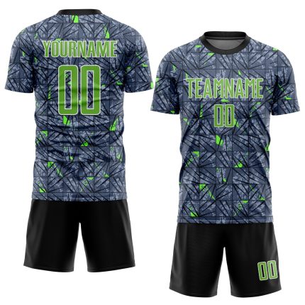 Custom Gray Neon Green Black Sublimation Soccer Jersey Uniform for Team Sports Custom Gray Neon Green-Black Sublimation Soccer