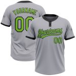 Custom Gray Neon Green Black Unisex Softball Jersey Two-Button Design Custom Gray Neon Green-Black Two-Button Unisex Softball