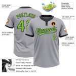 Custom Gray Neon Green Black Unisex Softball Jersey Two-Button Design Custom Gray Neon Green-Black Two-Button Unisex Softball
