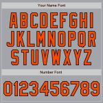 Custom Gray Orange Black Varsity Letterman Bomber Full-Snap Jacket Custom Gray Orange-Black Bomber Full-Snap Varsity Letterman
