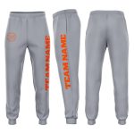 Custom Fleece Jogger Sweatpants in Gray and Orange for Ultimate Comfort Custom Gray Orange Fleece Jogger Sweatpants