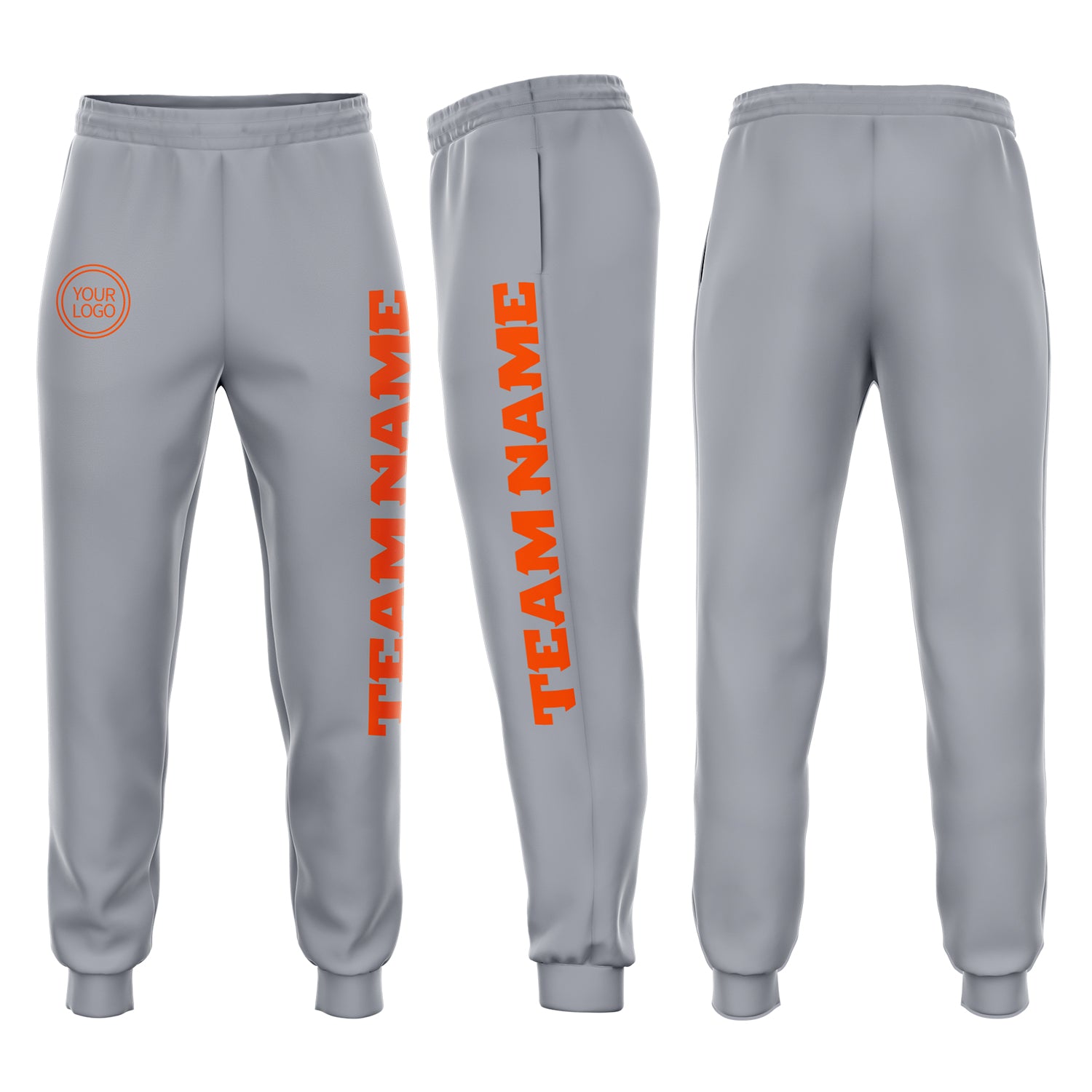 Custom Fleece Jogger Sweatpants in Gray and Orange for Ultimate Comfort Custom Gray Orange Fleece Jogger Sweatpants