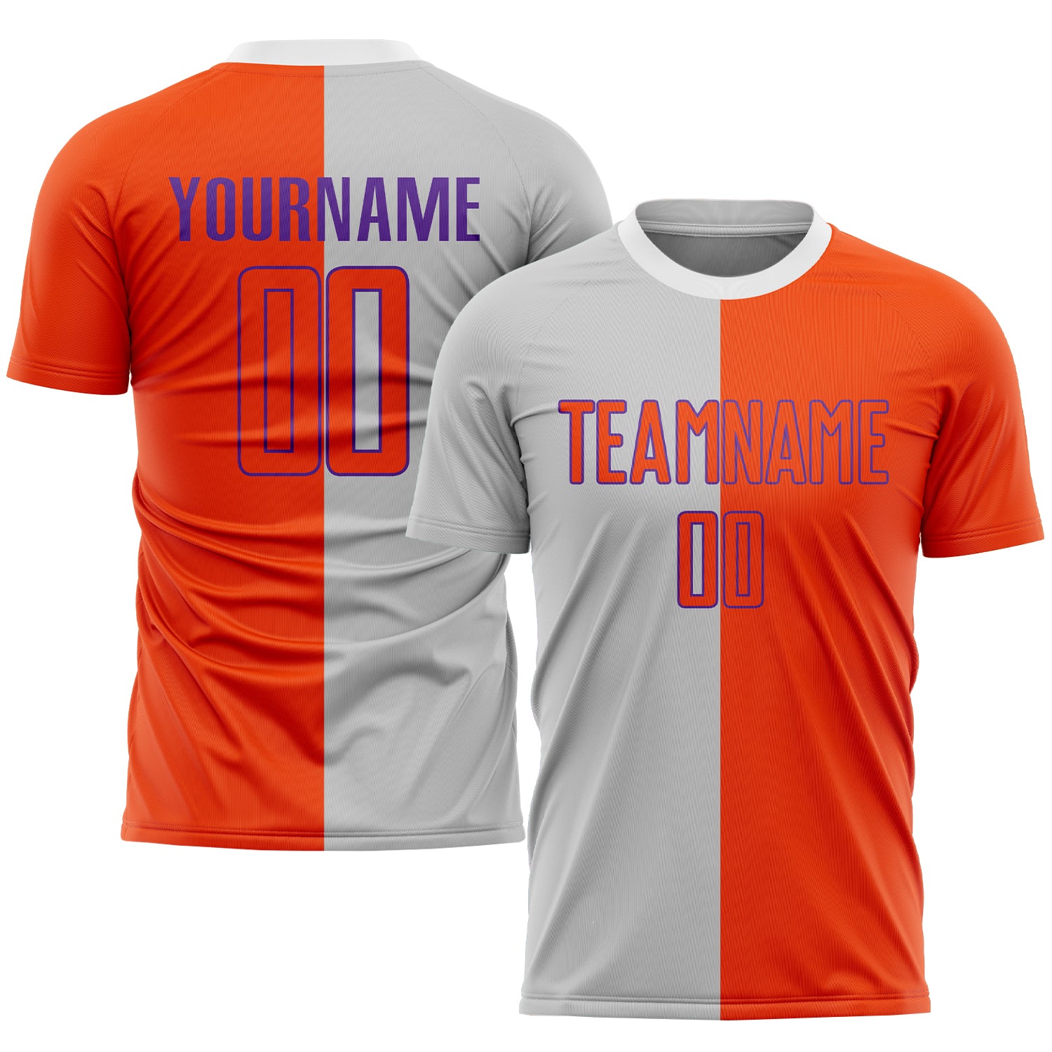 Custom Sublimation Soccer Jersey | Gray Orange Purple Split Fashion Uniform Custom Gray Orange-Purple Sublimation Split Fashion