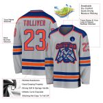Gray Orange Royal Custom Hockey Jersey for Men and Women Custom Gray Orange-Royal Hockey Jersey