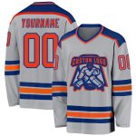 Gray Orange Royal Custom Hockey Jersey for Men and Women Custom Gray Orange-Royal Hockey Jersey