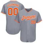Custom Baseball Jersey - Authentic Gray and Orange-White Design for Men and Women Custom Gray Orange-White Authentic Baseball