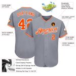 Custom Baseball Jersey - Authentic Gray and Orange-White Design for Men and Women Custom Gray Orange-White Authentic Baseball