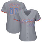 Authentic Custom Baseball Jersey in Gray, Powder Blue, White, and Orange Custom Gray Powder Blue White-Orange Authentic Baseball